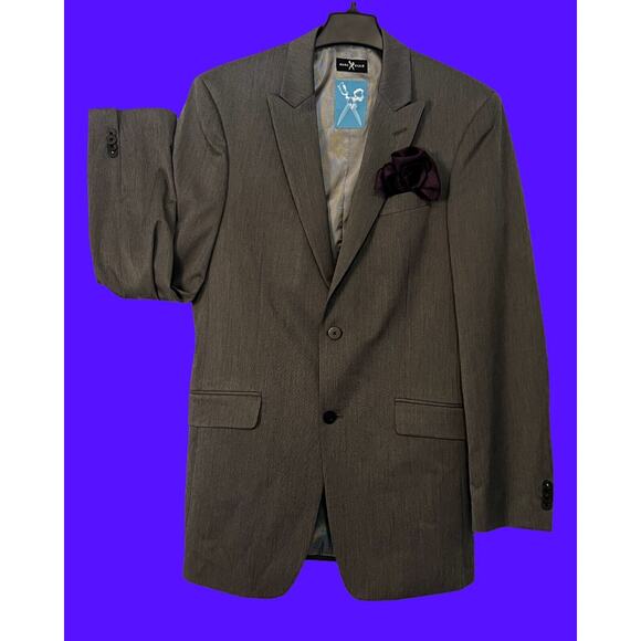 Marc Ecko Mens Suit Jacket Size 38L Gray Single Breasted Double Vent Pockets - Picture 8 of 9